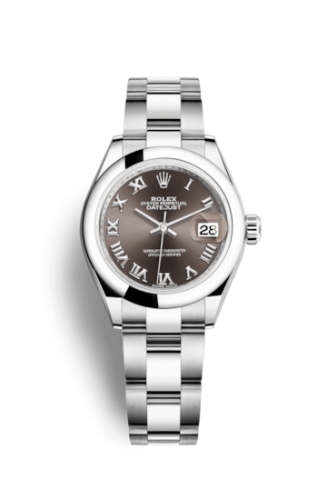 Rolex 279160-0012 : Lady-Datejust 28 Stainless Steel Domed / Oyster / Dark Grey Roman