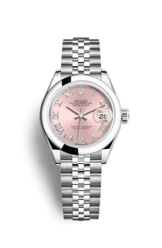 Rolex 279160-0013 : Lady-Datejust 28 Stainless Steel Domed / Jubilee / Pink Roman