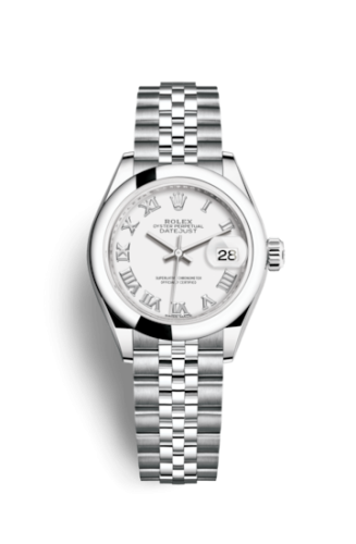 Rolex 279160-0015 : Lady-Datejust 28 Stainless Steel Domed / Jubilee / White Roman