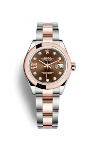 Rolex 279161-0004 : Lady-Datejust 28 Rolesor Rose Domed / Oyster / Chocolate Diamond