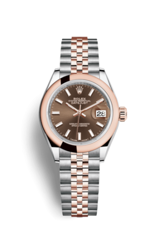 Rolex 279161-0017 : Lady-Datejust 28 Rolesor Rose Domed / Jubilee / Chocolate