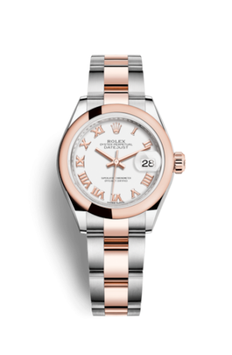 Rolex 279161-0022 : Lady-Datejust 28 Rolesor Rose Domed / Oyster / White Roman