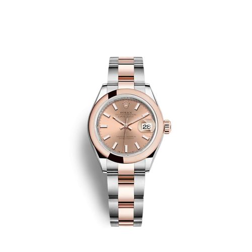 Rolex 279161-0024 : Lady-Datejust 28 Stainless Steel / Rose Gold / Domed / Rose / Oyster