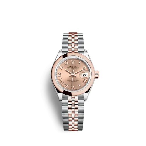 Rolex 279161-0025 : Lady-Datejust 28 Stainless Steel / Rose Gold / Domed / Rose - Roman / Jubilee