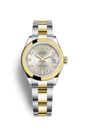 Rolex 279163-0008 : Lady-Datejust 28 Rolesor Yellow Domed / Oyster / Silver Diamond