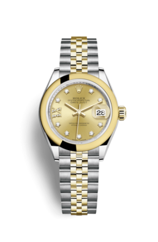Rolex 279163-0022 : Lady-Datejust 28 Rolesor Yellow Domed / Jubilee / Champagne Diamond