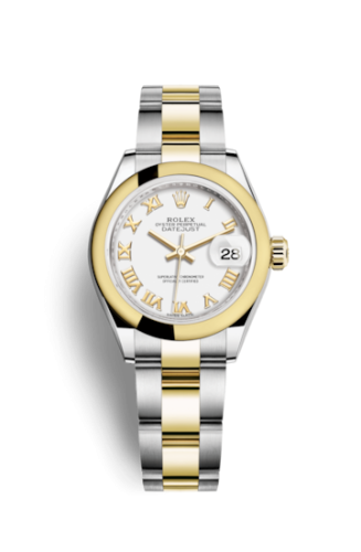 Rolex 279163-0024 : Lady-Datejust 28 Rolesor Yellow Domed / Oyster / White Roman