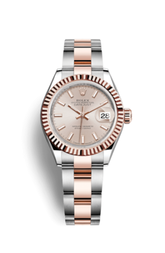 Rolex 279171-0002 : Lady-Datejust 28 Rolesor Rose Fluted / Oyster / Sundust