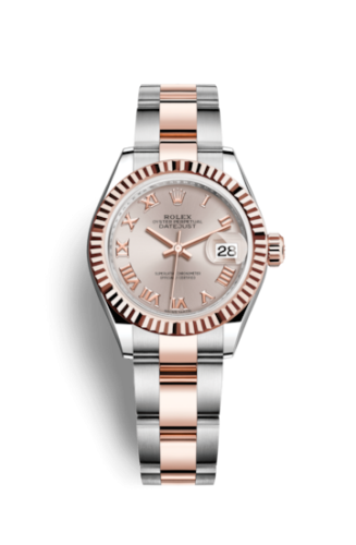 Rolex 279171-0006 : Lady-Datejust 28 Rolesor Rose Fluted / Oyster / Sundust Roman