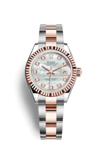 Rolex 279171-0014 : Lady-Datejust 28 Rolesor Rose Fluted / Oyster / MOP