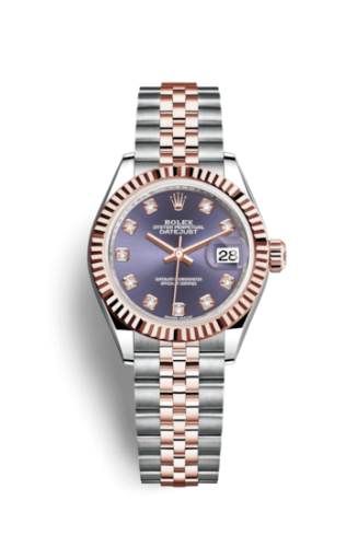 Rolex 279171-0015 : Lady-Datejust 28 Rolesor Rose Fluted / Jubilee / Aubergine Diamonds