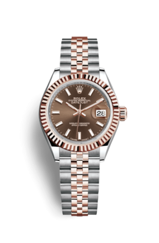 Rolex 279171-0017 : Lady-Datejust 28 Rolesor Rose Fluted / Jubilee / Chocolate