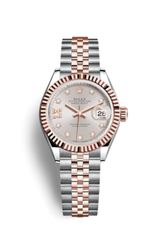 Rolex 279171-0019 : Lady-Datejust 28 Rolesor Rose Fluted / Jubilee / Sundust Diamond