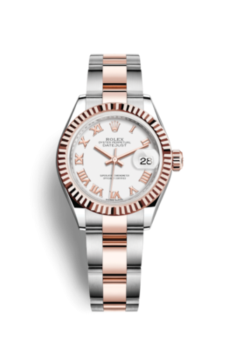 Rolex 279171-0022 : Lady-Datejust 28 Rolesor Rose Fluted / Oyster / White Roman