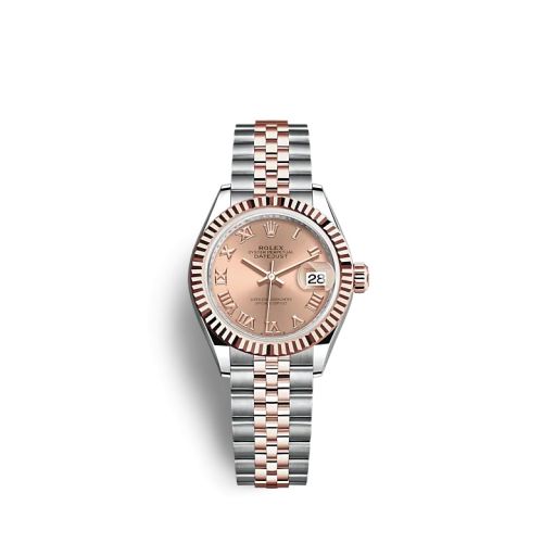 Rolex 279171-0025 : Lady-Datejust 28 Stainless Steel / Rose Gold / Fluted / Rose - Roman / Oyster