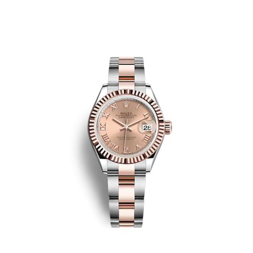 Rolex 279171-0026 : Lady-Datejust 28 Stainless Steel / Rose Gold /  Fluted / Rose - Roman / Oyster