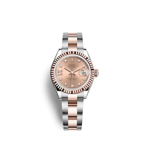 Rolex 279171-0028 : Lady-Datejust 28 Stainless Steel / Rose Gold / Fluted / Rose - Diamond / Oyster