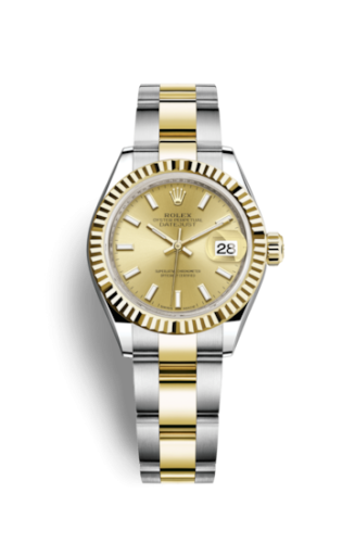 Rolex 279173-0002 : Lady-Datejust 28 Rolesor Yellow Fluted / Oyster / Champagne