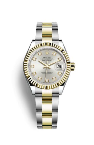 Rolex 279173-0008 : Lady-Datejust 28 Rolesor Yellow Fluted / Oyster / Silver Diamond