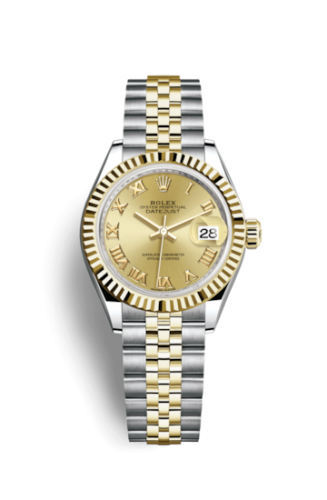 Rolex 279173-0009 : Lady-Datejust 28 Rolesor Yellow Fluted / Jubilee / Champagne Roman