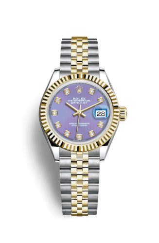 Rolex 279173-0017 : Lady-Datejust 28 Rolesor Yellow Fluted / Jubilee / Lavender Diamond
