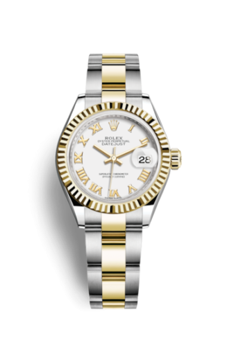 Rolex 279173-0024 : Lady-Datejust 28 Rolesor Yellow Fluted / Oyster / White Roman