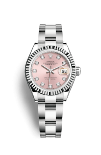Rolex 279174-0004 : Lady-Datejust 28 Stainless Steel Fluted / Pink - Diamond / Oyster