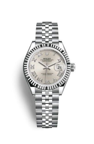 Rolex 279174-0007 : Lady-Datejust 28 Stainless Steel Fluted / Silver - Roman / Jubilee