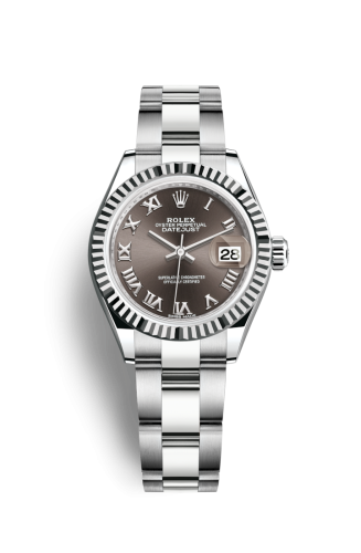 Rolex 279174-0014 : Lady-Datejust 28 Stainless Steel Fluted / Grey - Roman / Oyster