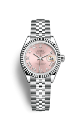 Rolex 279174-0017 : Lady-Datejust 28 Stainless Steel Fluted / Pink - Roman / Jubilee