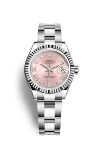 Rolex 279174-0018 : Lady-Datejust 28 Stainless Steel Fluted / Pink - Roman / Oyster