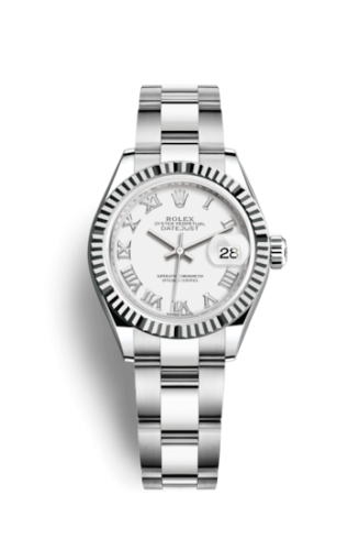 Rolex 279174-0020 : Lady-Datejust 28 Stainless Steel Fluted / White - Roman / Oyster