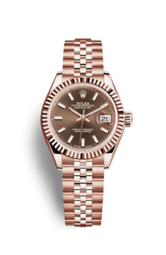 Rolex 279175-0008 : Lady-Datejust 28 Everose Fluted / Jubilee / Chocolate