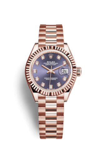 Rolex 279175-0019 : Lady-Datejust 28 Everose Fluted  / President / Aubergine Diamond