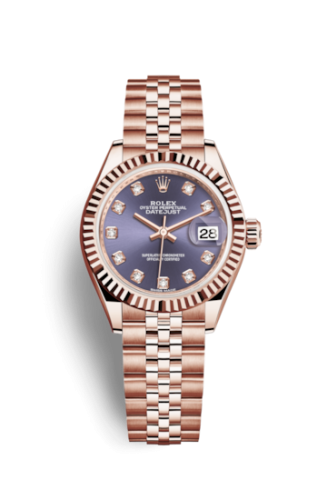 Rolex 279175-0020 : Lady-Datejust 28 Everose Fluted  / Jubilee / Aubergine Diamond