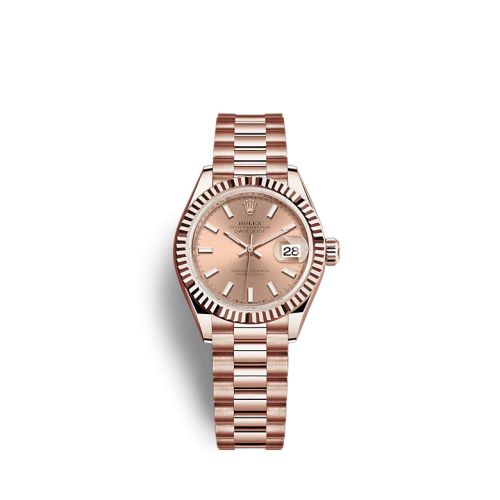 Rolex 279175-0025 : Lady-Datejust 28 Rose Gold / Fluted / Rose / President