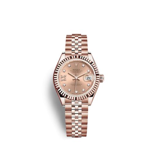 Rolex 279175-0030 : Lady-Datejust 28 Rose Gold / Fluted / Rose - Diamond / Jubilee