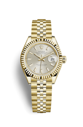 Rolex 279178-0006 : Lady-Datejust 28 Yellow Gold Fluted / Jubilee / Silver