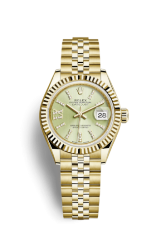 Rolex 279178-0008 : Lady-Datejust 28 Yellow Gold Fluted / Jubilee / Champagne Diamond