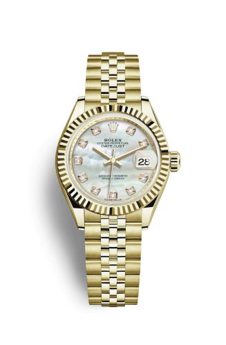 Rolex 279178-0026 : Lady-Datejust 28 Yellow Gold Fluted / Jubilee / MOP