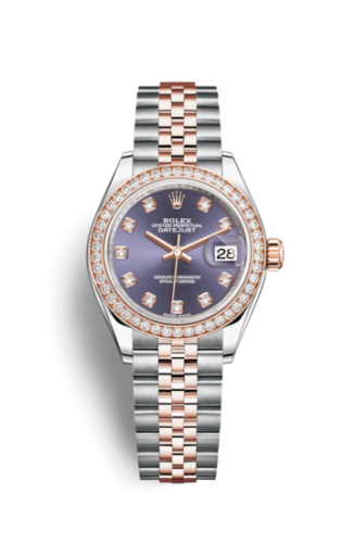 Rolex 279381rbr-0015 : Lady-Datejust 28 Rolesor Rose Diamond / Jubilee / Aubergine Diamond
