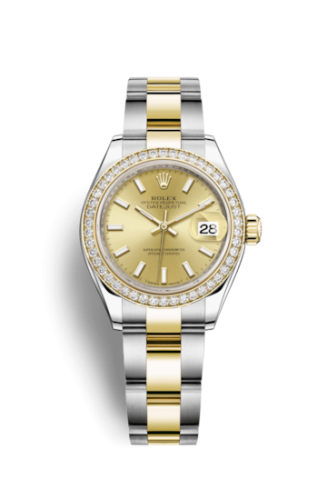 Rolex 279383rbr-0002 : Lady-Datejust 28 Rolesor Yellow Diamond / Oyster / Champagne