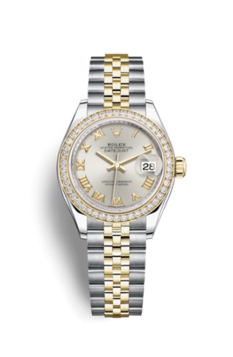 Rolex 279383rbr-0005 : Lady-Datejust 28 Rolesor Yellow Diamond / Jubilee / Silver Roman