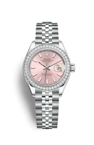 Rolex 279384rbr-0001 : Lady-Datejust 28 Stainless Steel / Diamond / Pink / Jubilee