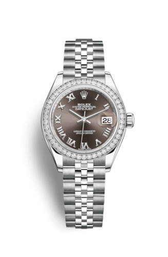 Rolex 279384rbr-0015 : Lady-Datejust 28 Stainless Steel / Diamond / Grey - Roman / Jubilee