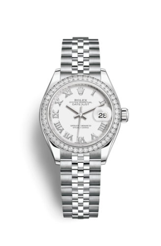 Rolex 279384rbr-0019 : Lady-Datejust 28 Stainless Steel / Diamond / White - Roman / Jubilee