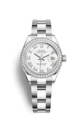 Rolex 279384rbr-0020 : Lady-Datejust 28 Stainless Steel / Diamond / White - Roman / Oyster