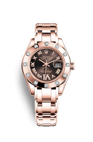 Rolex 80315-0013 : Datejust Pearlmaster 29 Everose Diamond / Chocolate Roman