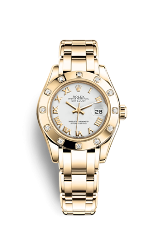 Rolex 80318-0054 : Datejust Pearlmaster 29 Yellow Gold Diamond / White Roman
