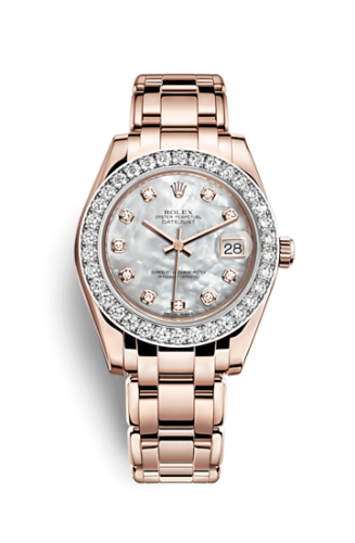 Rolex 81285-0017 : Datejust Pearlmaster 34 Everose Diamond Mother of Pearl Diamonds